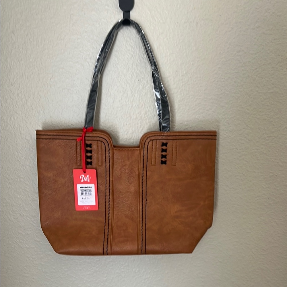 Montana West Brown Tote Bag with Black Accents